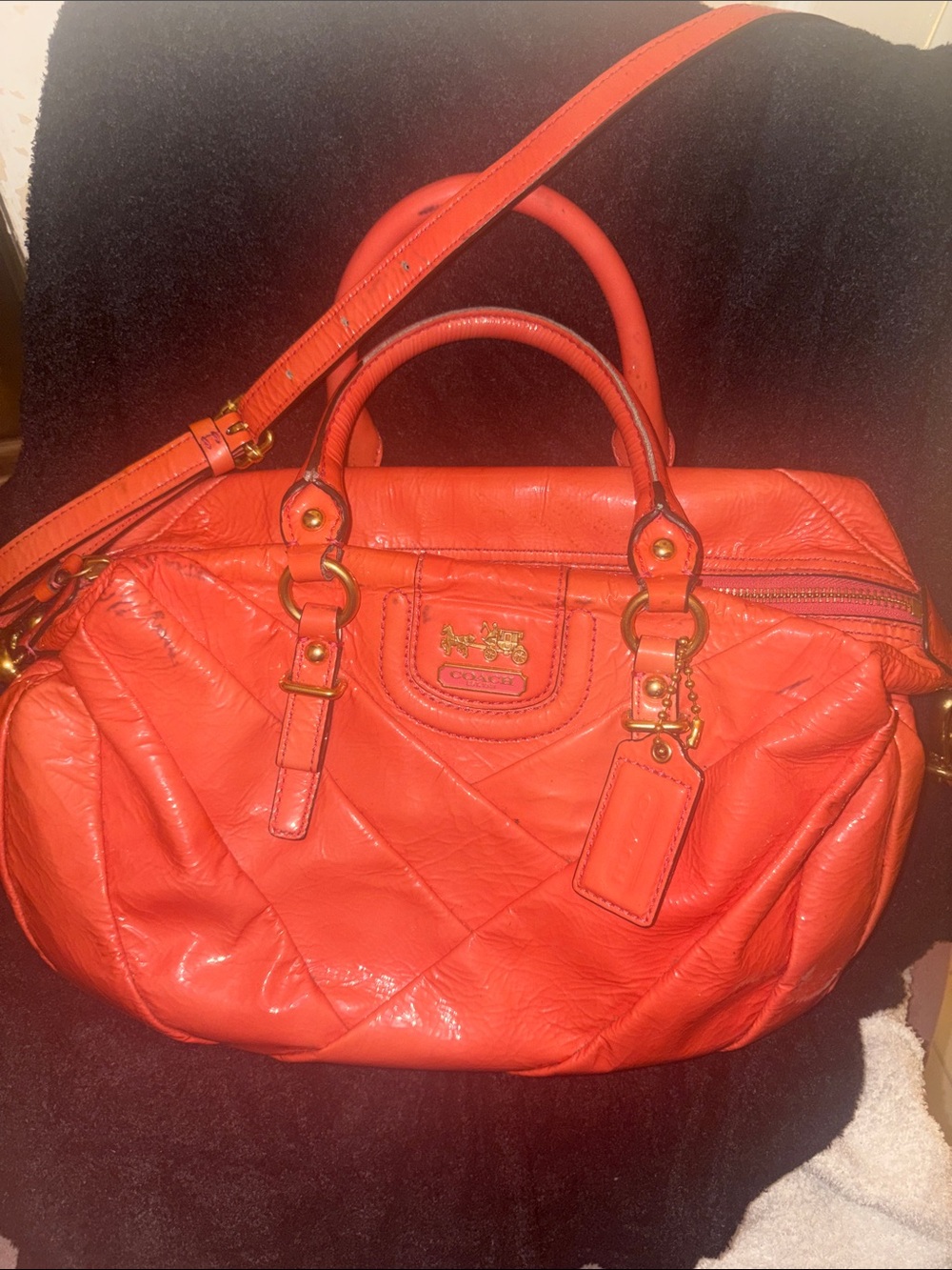 Coach Coral Patent Leather shoulder bag OR Satchel!
